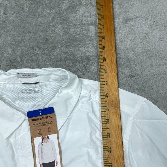Eddie Bauer Mountain Ripstop Long-Sleeve White Shirt Large Classic Fit d0564 - Picture 5 of 9